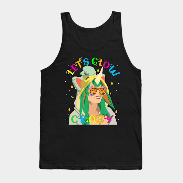 Let's Glow Crazy 80's Unicorns Tank Top by alcoshirts